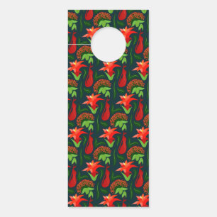 Farbenfrohe exotische Blume Blätter Muster-23187 Türanhänger