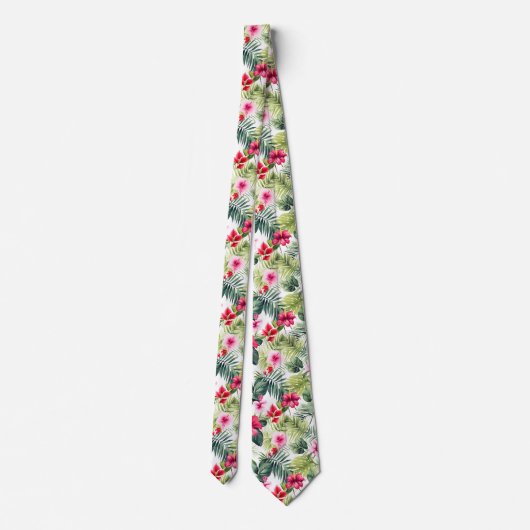 Farbenfrohe exotische Blume Design Neck Tie Krawatte (Rückseite)