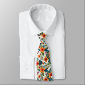 Farbenfrohe exotische Blume Design Neck Tie Krawatte (Gebunden)
