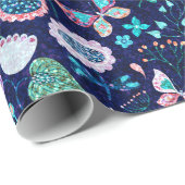 Farbenfrohe exotische Blume Geschenkpapier (Rolleneckpunkt)