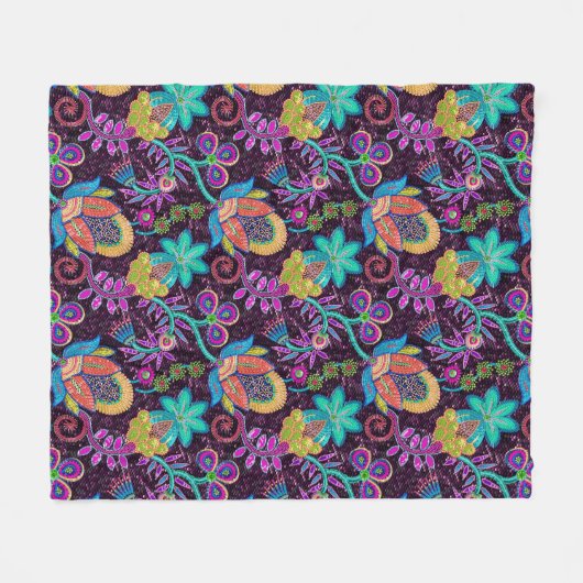 Farbenfrohe exotische Blume, Glasperlen-Textur Fleecedecke (Vorderseite (Horizontal))