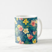 Farbenfrohe exotische Blume-Muster Kaffeetasse (VorderseiteRechts)
