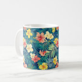Farbenfrohe exotische Blume-Muster Kaffeetasse (Vorderseite Links)