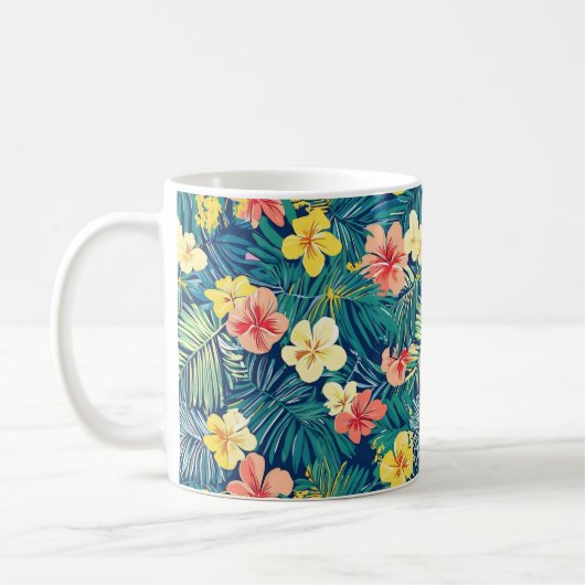 Farbenfrohe exotische Blume-Muster Kaffeetasse (Links)