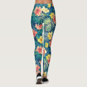 Farbenfrohe exotische Blume-Muster Leggings (Rückseite)