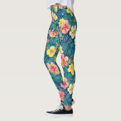 Farbenfrohe exotische Blume-Muster Leggings (Links)