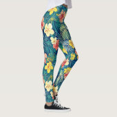 Farbenfrohe exotische Blume-Muster Leggings (Rechts)