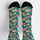 Farbenfrohe exotische Blume-Muster Socken (Oben)