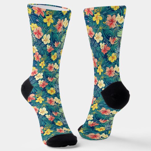 Farbenfrohe exotische Blume-Muster Socken (Gewinkelt)