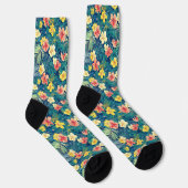 Farbenfrohe exotische Blume-Muster Socken (Rechts)