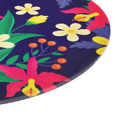 Farbenfrohe exotische Blume und Blätter Muster-556 Schneidebrett (Ecke)