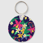 Farbenfrohe exotische Blumenmuster-23021 Schlüsselanhänger (Rückseite)
