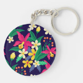 Farbenfrohe exotische Blumenmuster-23021 Schlüsselanhänger (Rückseite)