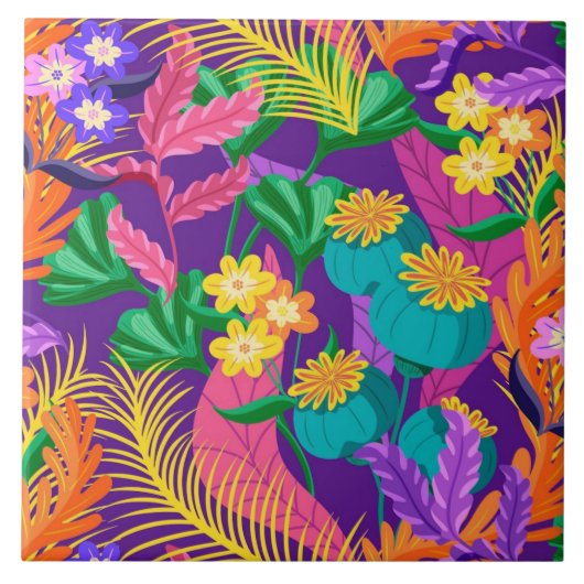 Farbenfrohe exotische Blumenmuster-23148 Fliese (Vorderseite)