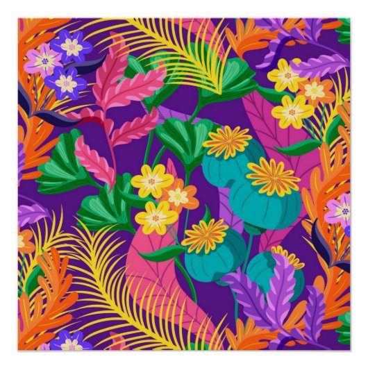 Farbenfrohe exotische Blumenmuster-23148 Poster (Vorderseite)