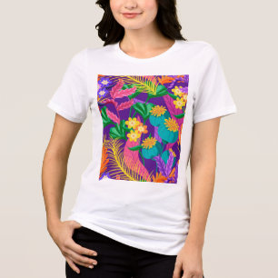 Farbenfrohe exotische Blumenmuster-23148 Tri-Blend Shirt