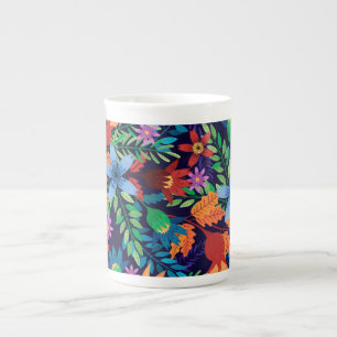 Farbenfrohe exotische Blumenmuster-32436 Porzellantasse