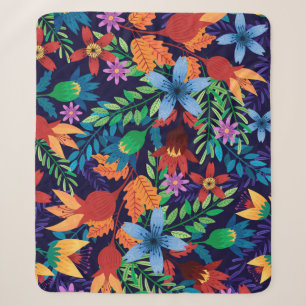 Farbenfrohe exotische Blumenmuster-32436 Sherpadecke