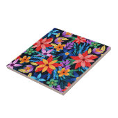 Farbenfrohe exotische Blumenmuster-68578 Fliese (Seite)