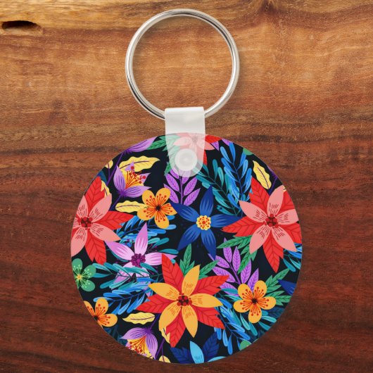 Farbenfrohe exotische Blumenmuster-68578 Schlüsselanhänger (Rückseite)