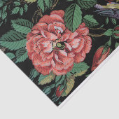 Farbenfrohe exotische Flora und Vogelschwarz-Hinte Seidenpapier (Ausschnitt)