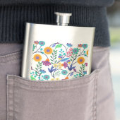 Farbenfrohe, exotische, florale Hintergrundmuster- Flachmann (Beispiel)