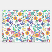 Farbenfrohe, exotische, florale Hintergrundmuster- Geschenkpapier Set (Vorderseite 2)