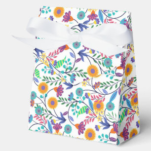 Farbenfrohe, exotische, florale Hintergrundmuster- Geschenkschachtel