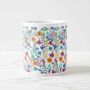 Farbenfrohe, exotische, florale Hintergrundmuster- Jumbo-Tasse