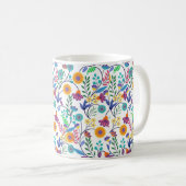 Farbenfrohe, exotische, florale Hintergrundmuster- Kaffeetasse (VorderseiteRechts)