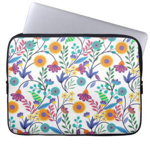 Farbenfrohe, exotische, florale Hintergrundmuster- Laptopschutzhülle