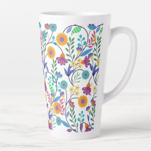 Farbenfrohe, exotische, florale Hintergrundmuster- Milchtasse (Rechts)