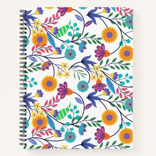 Farbenfrohe, exotische, florale Hintergrundmuster- Notizblock (Vorderseite)