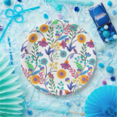 Farbenfrohe, exotische, florale Hintergrundmuster- Pappteller (Party)