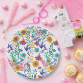 Farbenfrohe, exotische, florale Hintergrundmuster- Pappteller (Party)
