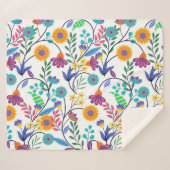 Farbenfrohe, exotische, florale Hintergrundmuster- Sherpadecke (Vorderseite (Horizontal))