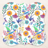 Farbenfrohe, exotische, florale Hintergrundmuster- Untersetzer (Vorderseite)