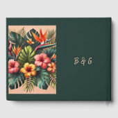 Farbenfrohe exotische hawaiianische Tropenhochzeit Gästebuch (Rückseite)