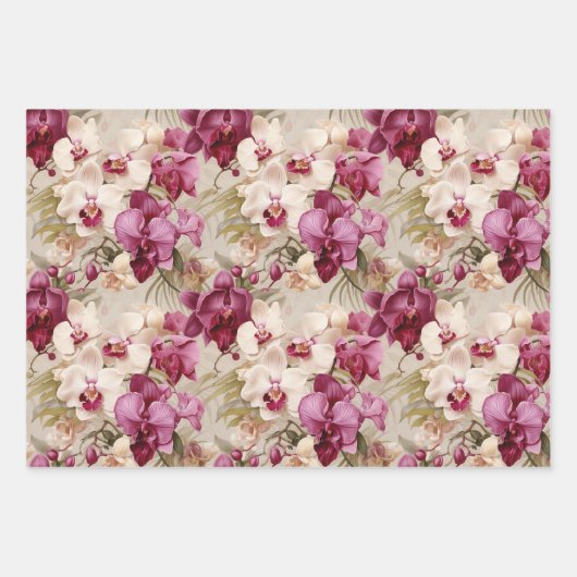 Farbenfrohe exotische Orchid-Blume Geschenkpapier Set (Vorderseite 2)