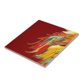 Farbenfrohe exotische Tribal Federn Rot Fliese (Seite)