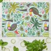 Farbenfrohe exotische Vögel und Blume Muster Geschirrtuch (Gefaltet)