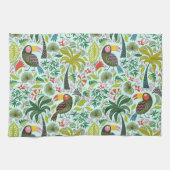 Farbenfrohe exotische Vögel und Blume Muster Geschirrtuch (Horizontal)