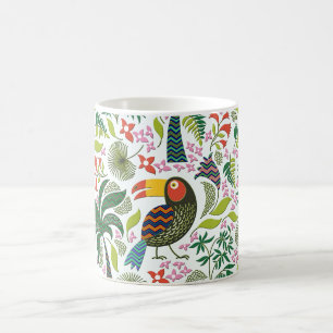 Farbenfrohe exotische Vögel und Blume Muster Kaffeetasse