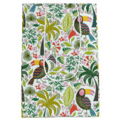 Farbenfrohe exotische Vögel und Blume Muster Mittlere Geschenktüte (Rückseite)