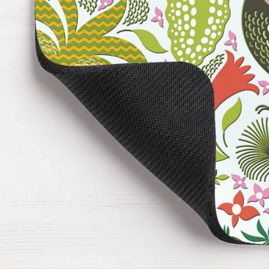 Farbenfrohe exotische Vögel und Blume Muster Mousepad (Ecke)