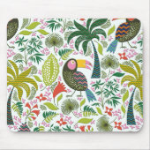 Farbenfrohe exotische Vögel und Blume Muster Mousepad (Vorne)