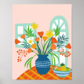 Farbenfrohe Exuberant Floral Bouquet Illustration  Poster (Vorne)