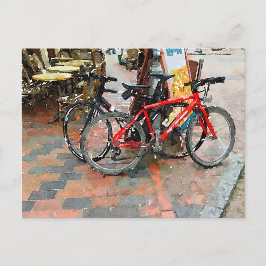 Farbenfrohe Fahrräder auf der Seilbahn Postkarte (Vorderseite)