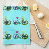 Farbenfrohe Fahrräder Fahrräder Fahrrad Blue 4Bren Geschirrtuch (Viertel Falte)