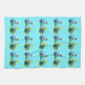 Farbenfrohe Fahrräder Fahrräder Fahrrad Blue 4Bren Geschirrtuch (Horizontal)